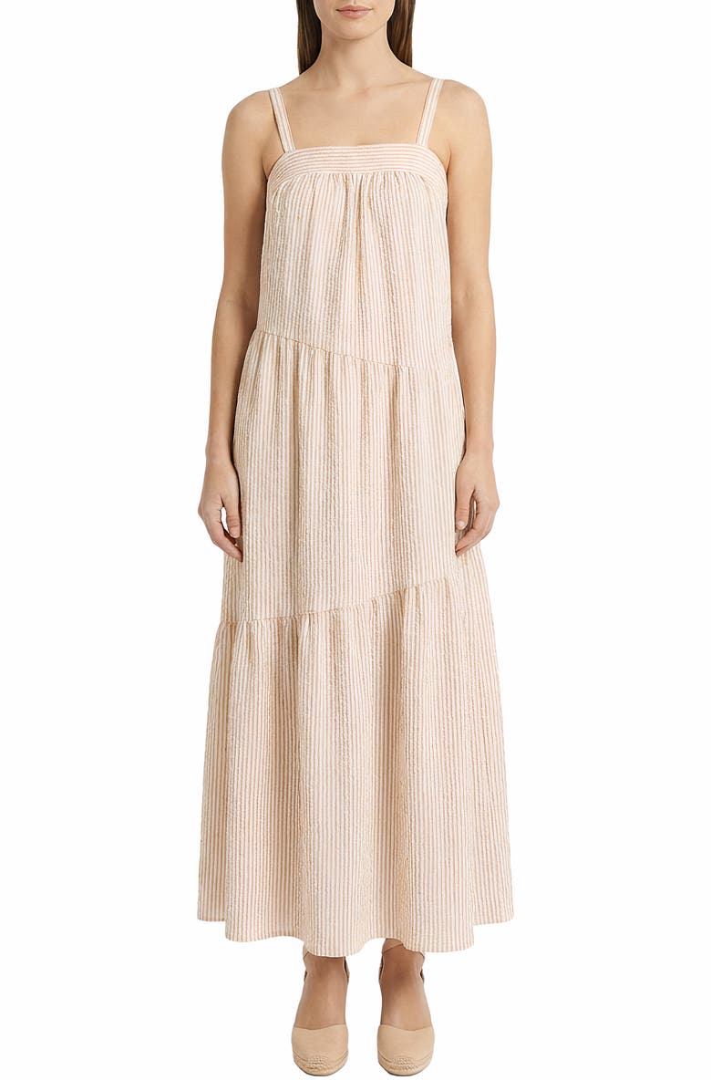 The Good Journey Stripe Tiered Maxi Dress, Main, color, Ivory/ Red