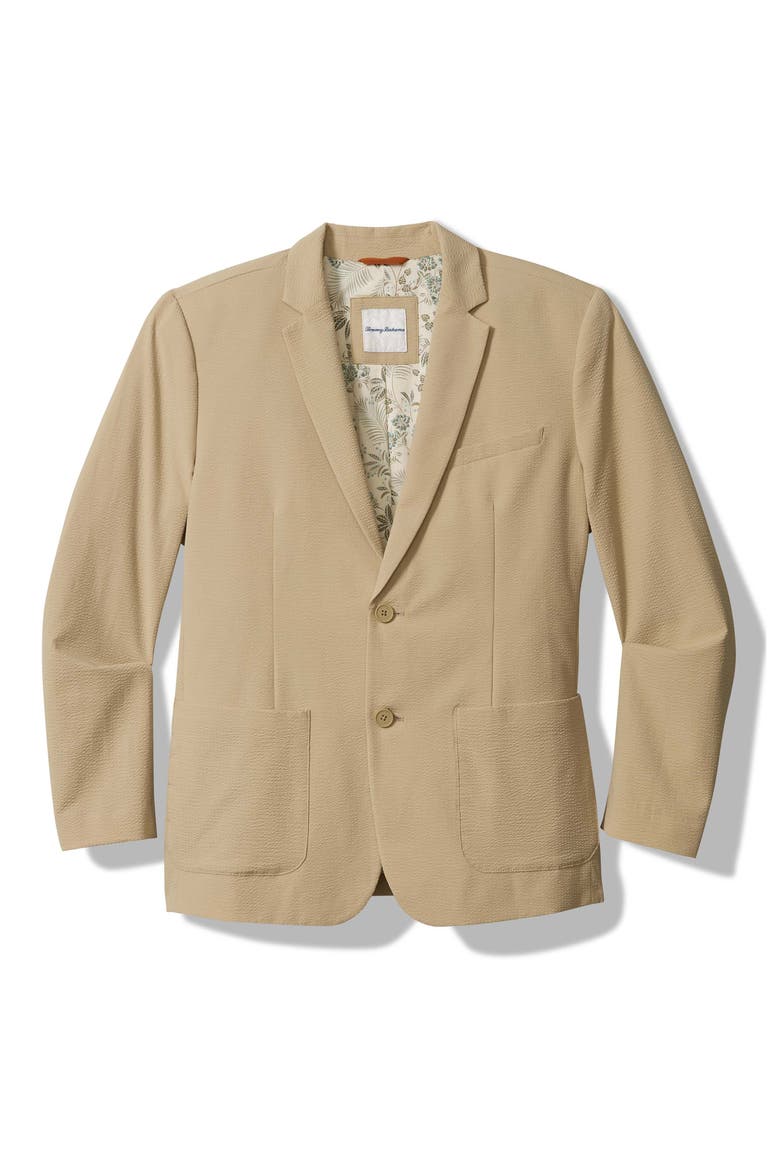 Nova Wave Stretch Cotton Seersucker Sport Coat, Main, color, STONE KHAKI