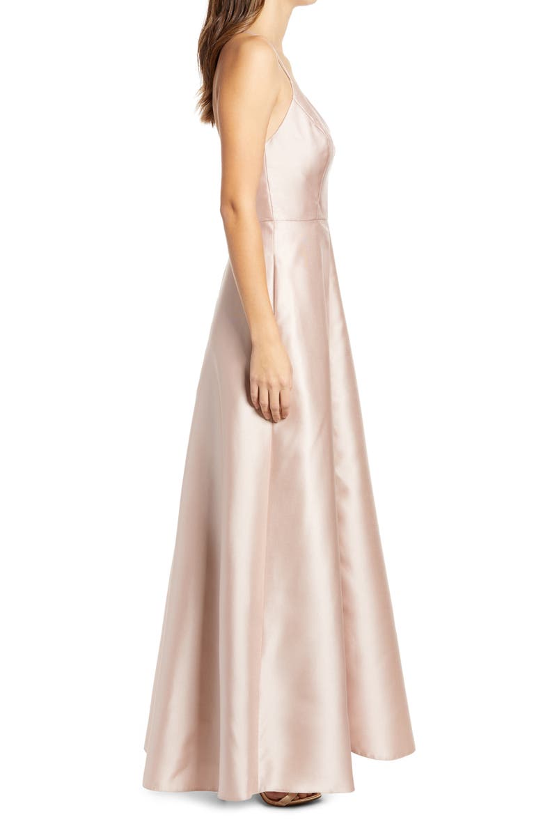 Alfred Sung Crossback Satin Twill A-Line Gown, Alternate, color, 