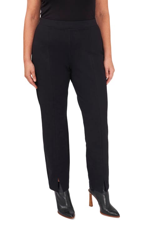 Slit Hem Ponte Straight Leg Pants (Plus Size)