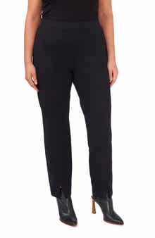 CeCe Slit Hem Ponte Straight Leg Pants