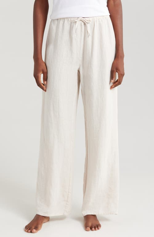 Desmond & Dempsey Linen Flare Pajama Pants in Plain Linen Oat 