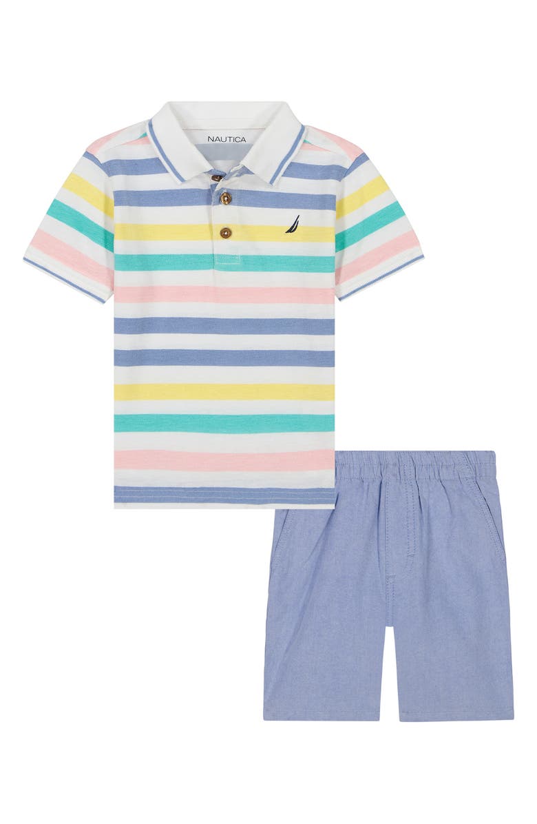 Nautica Kids' Stripe Polo & Shorts Set, Main, color, 