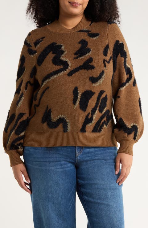 Overlap Mock Neck Sweater (Plus)