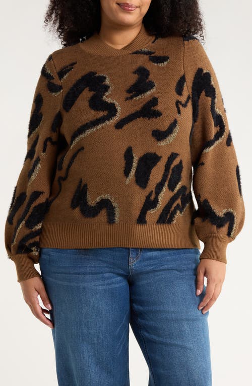 Wit & Wisdom Overlap Mock Neck Sweater In Brown