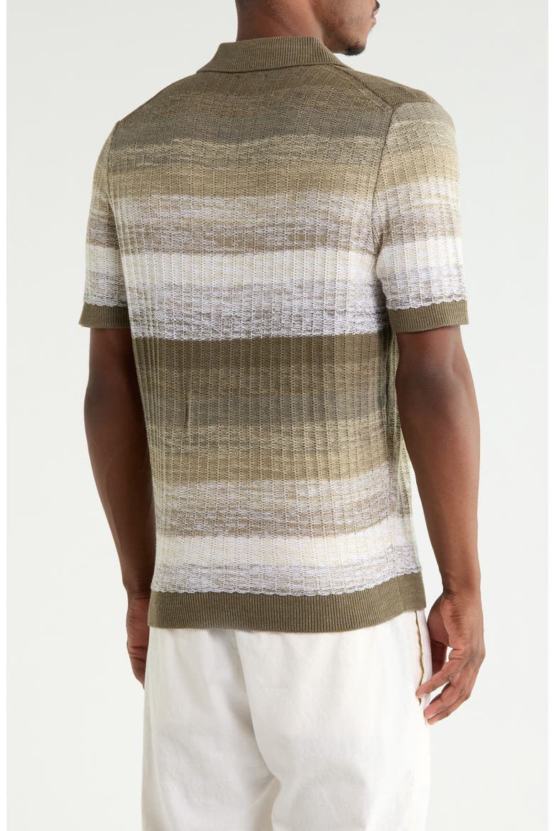 Short Sleeve Stripe Sweater Knit Polo, Alternate, color, OLIVE RIDER STRIPE