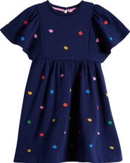Mini Boden Kids' Apple Embroidered Flutter Sleeve Sweatshirt Dress
