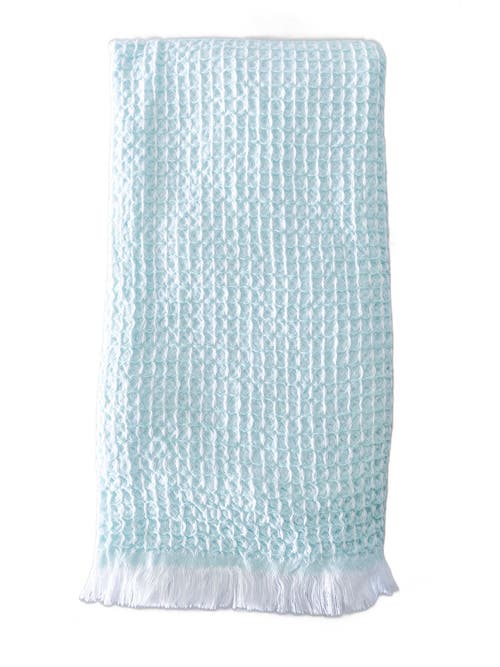 Anaya 2 Tone Turkish Cotton Waffle Bath Towel In Sky Blue