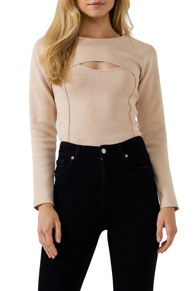 Two Piece Sweater & Bolero Set, Main, color, IVORY