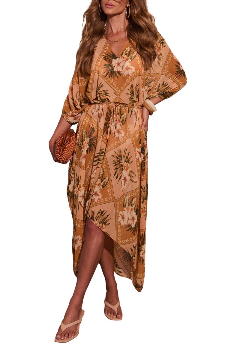 Shoreline Haze High-Low Maxi Dress, Alternate, color, GOLD MULTI