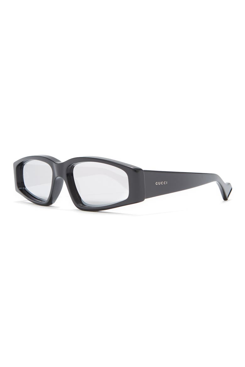 58mm Rectangular Sunglasses, Alternate, color, BLACK BLACK SILVER/ SLV
