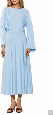 Alexia Admor Cleo Boat Neck Trumpet Sleeve Midi Dress