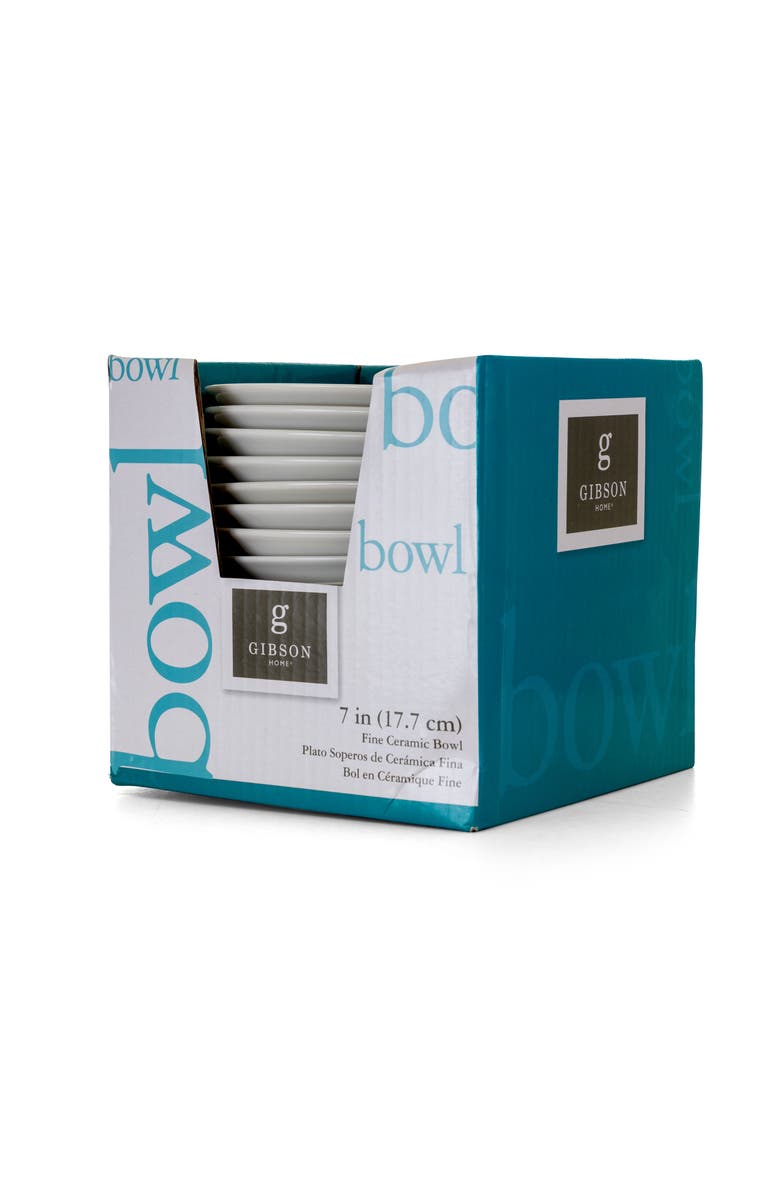 Gibson Home Noble Court 7 Inch Fine Ceramic Bowls 12 Piece Set, Alternate, color, White