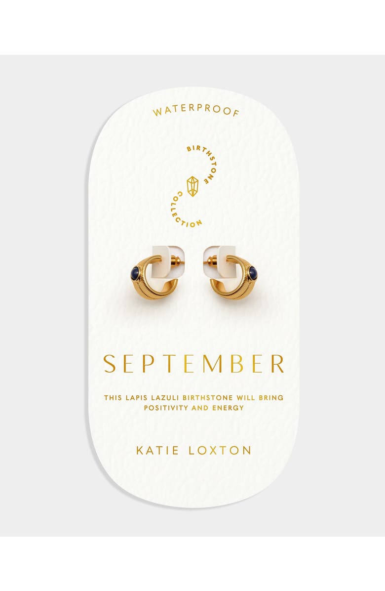 Katie Loxton 'September' Waterproof Gold Birthstone Hoop Earrings, Alternate, color, September