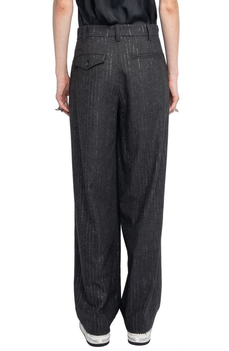 Zadig & Voltaire Puros Flanelle Metallic Pinstripe Pleated Trousers, Alternate, color, Anthracite