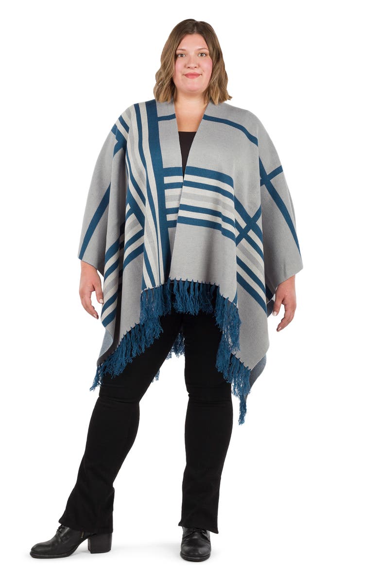 Patricia Nash Stripe Tassel Trim Shawl, Alternate, color, Grey Multi