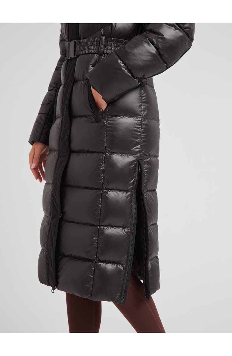 JACK1T Diamond Belted Extra Long Down Coat, Alternate, color, Black/Black