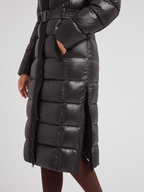 Jack1t Diamond Belted Extra Long Down Coat In Black