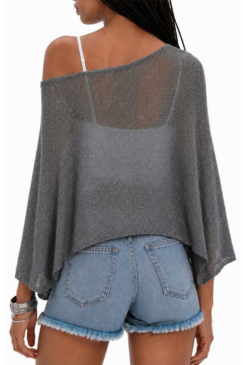 Open Stitch Cape Sweater, Alternate, color, COOL GREY