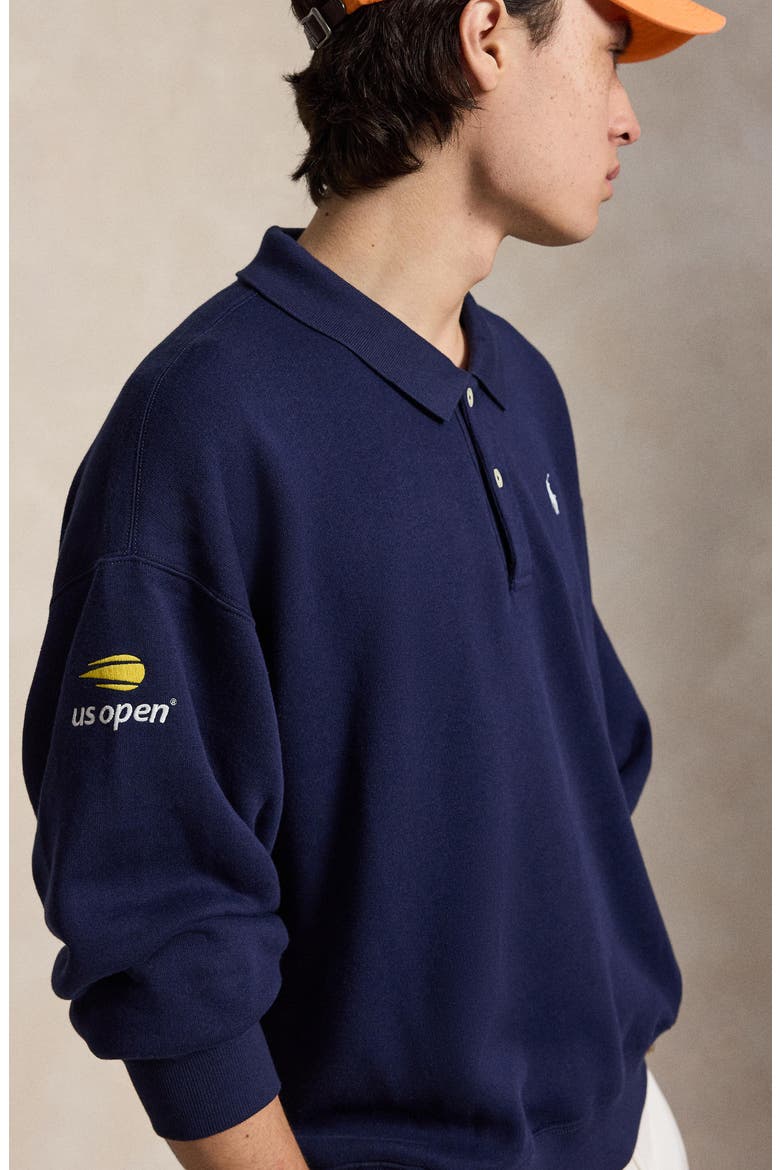 US Open Arctic Fleece Long Sleeve Polo, Alternate, color, NAVY