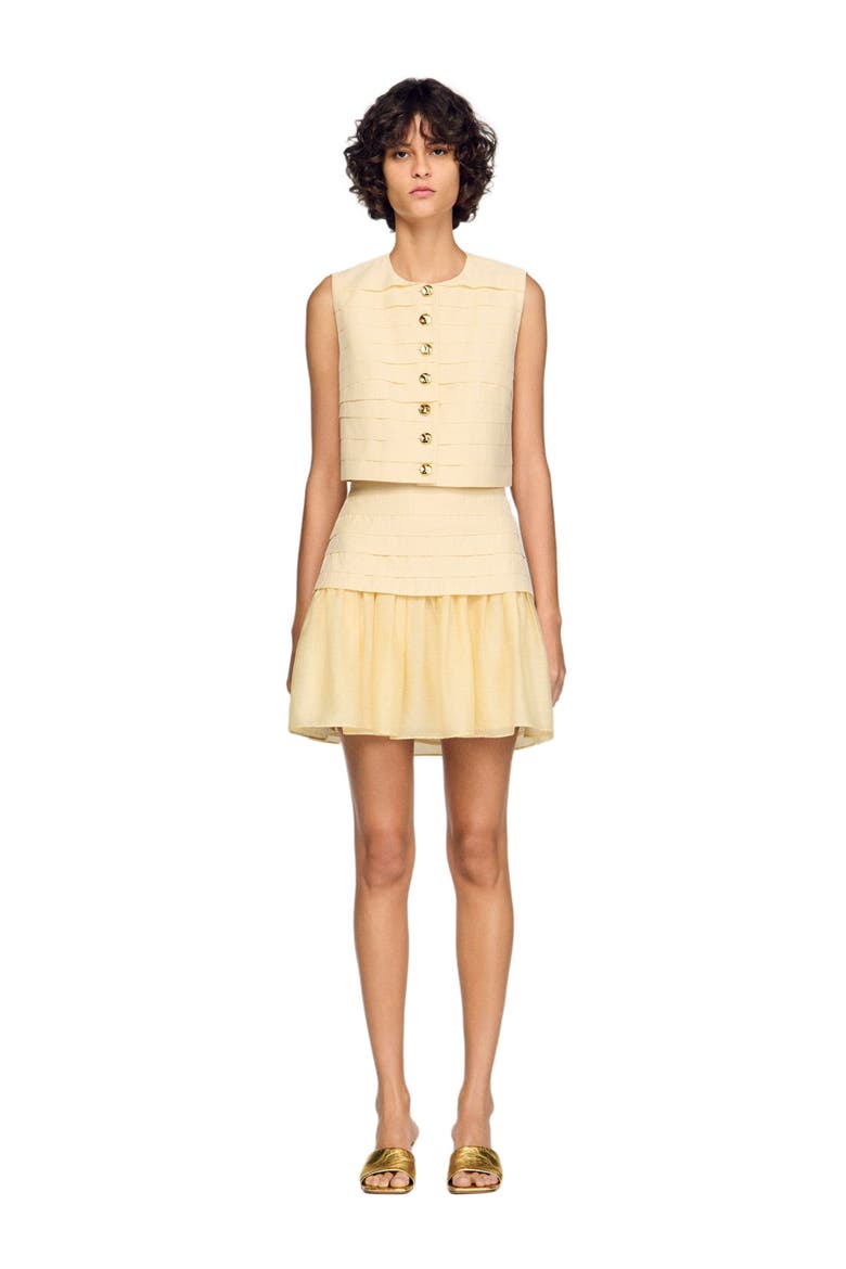 Pleated crop top, Alternate, color, Vanilla