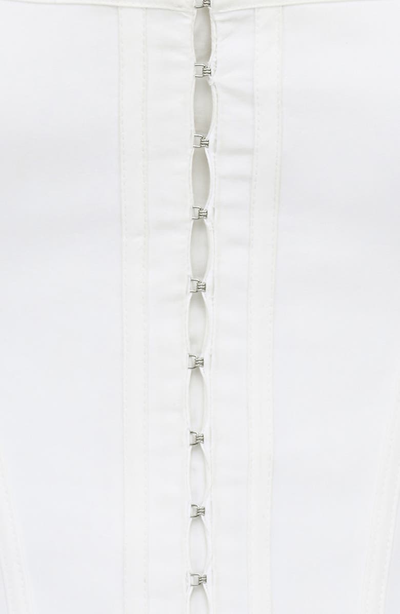 HOUSE OF CB Kikki Bow Crop Lace-Up Stretch Cotton Twill Corset Top, Alternate, color, White