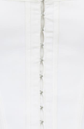 Kikki Bow Crop Lace-Up Stretch Cotton Twill Corset Top