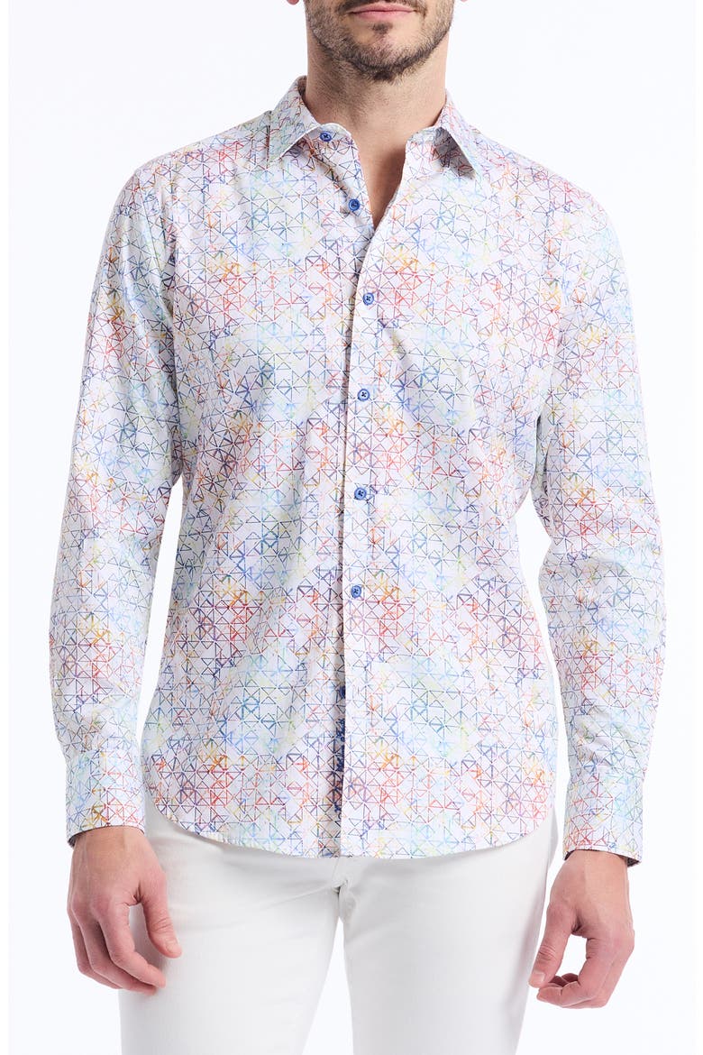 Geometric Cotton Button-Up Shirt, Main, color, MULTI