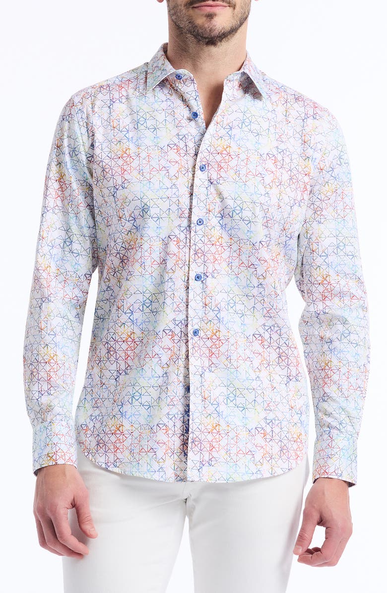 Robert Graham Geometric Cotton Button-Up Shirt, Main, color, Multi