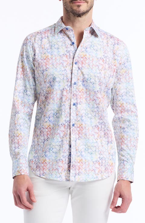 Geometric Cotton Button-Up Shirt