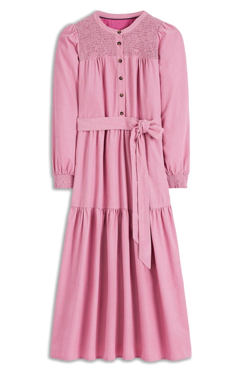 Boden Cecily Long Sleeve Corduroy Midi Dress, Alternate, color, Pink Haze