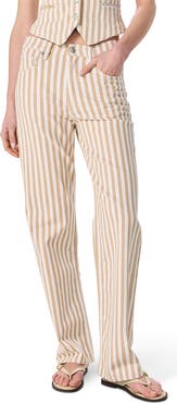 rag & bone Shea Stripe High Waist Relaxed Straight Leg Jeans