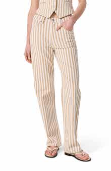 rag & bone Shea Stripe High Waist Relaxed Straight Leg Jeans