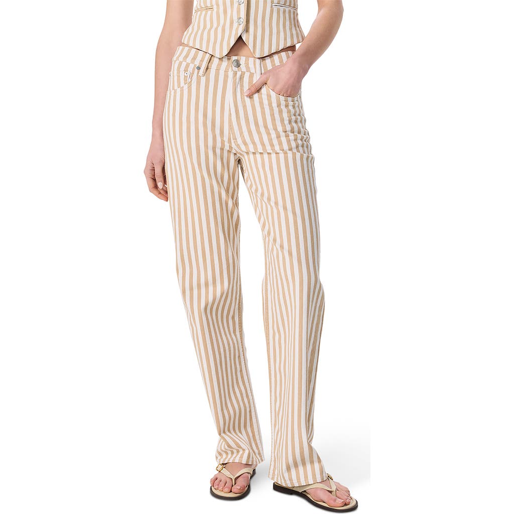 Rag & Bone Womens Tanstripe Shea High-rise Relaxed Straight-leg Cotton-blend Trousers In Neutral