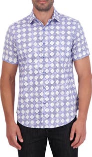 Robert Graham Geo Print Short Sleeve Cotton Button-Up Shirt