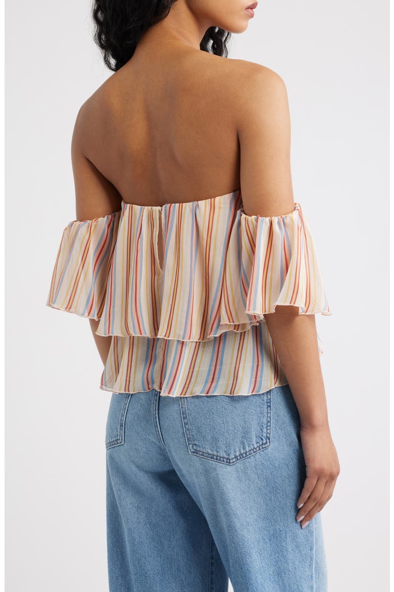 Off the Shoulder Stripe Top, Alternate, color, ECRU