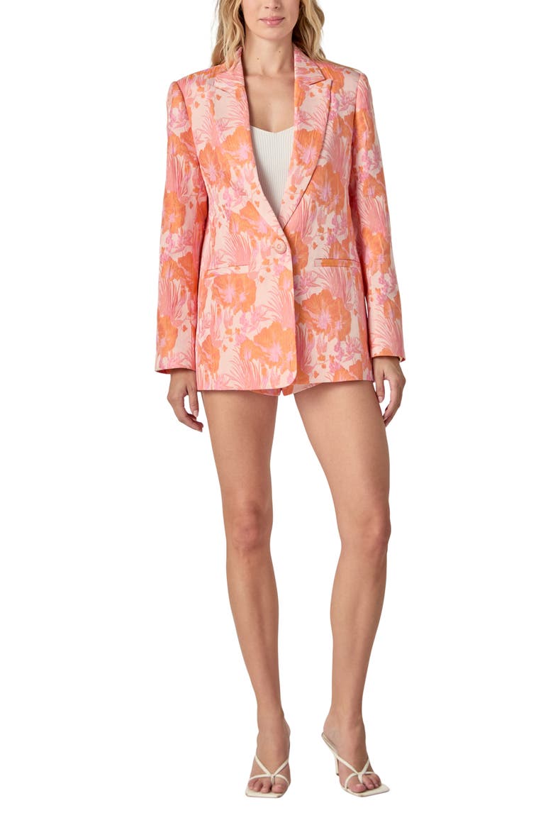 Floral Jacquard Blazer, Alternate, color, PINK MULTI
