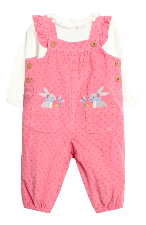 Bunny Appliqué Overalls & Long Sleeve Top Set (Baby)