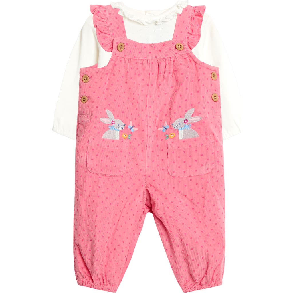 Jojo Maman Bébé Babies' Jojo Maman Bebe Bunny Appliqué Overalls & Long Sleeve Top Set In Pink