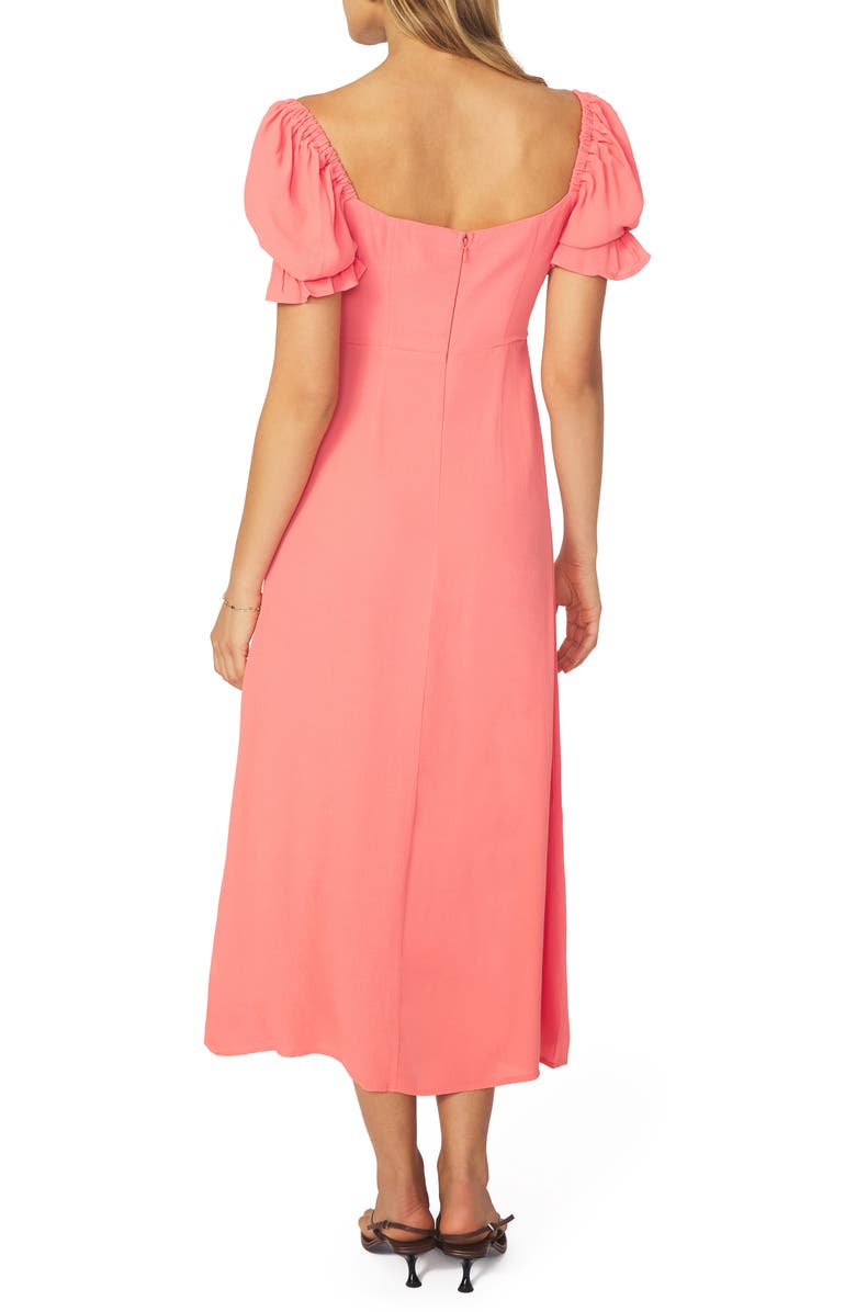 WeWoreWhat Puff Sleeve Midi Dress, Alternate, color, Coral