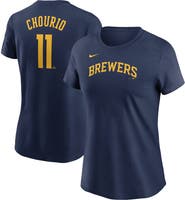 Nike Women's Nike Jackson Chourio Navy Milwaukee Brewers Cooperstown Collection Fuse Name & Number T-Shirt