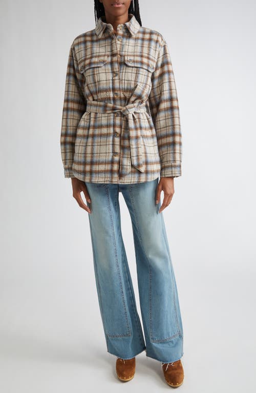 Veronica Beard Mikaela Belted Checked Flannel Jacket In Multi