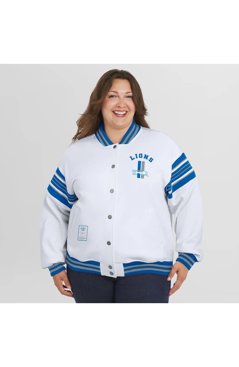 WEAR by Erin Andrews Women's WEAR by Erin Andrews White Detroit Lions Plus Size Full-Snap Fleece Sweatshirt Jacket, Alternate, color, White