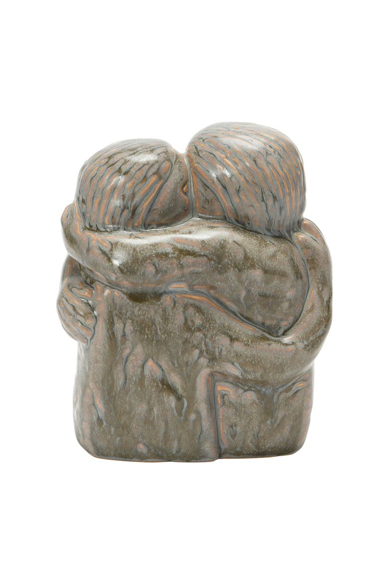 Stoneware Hugging Figures, Alternate, color, Brown