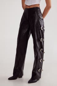 NASTY GAL Faux Leather Buckle Detail Pants