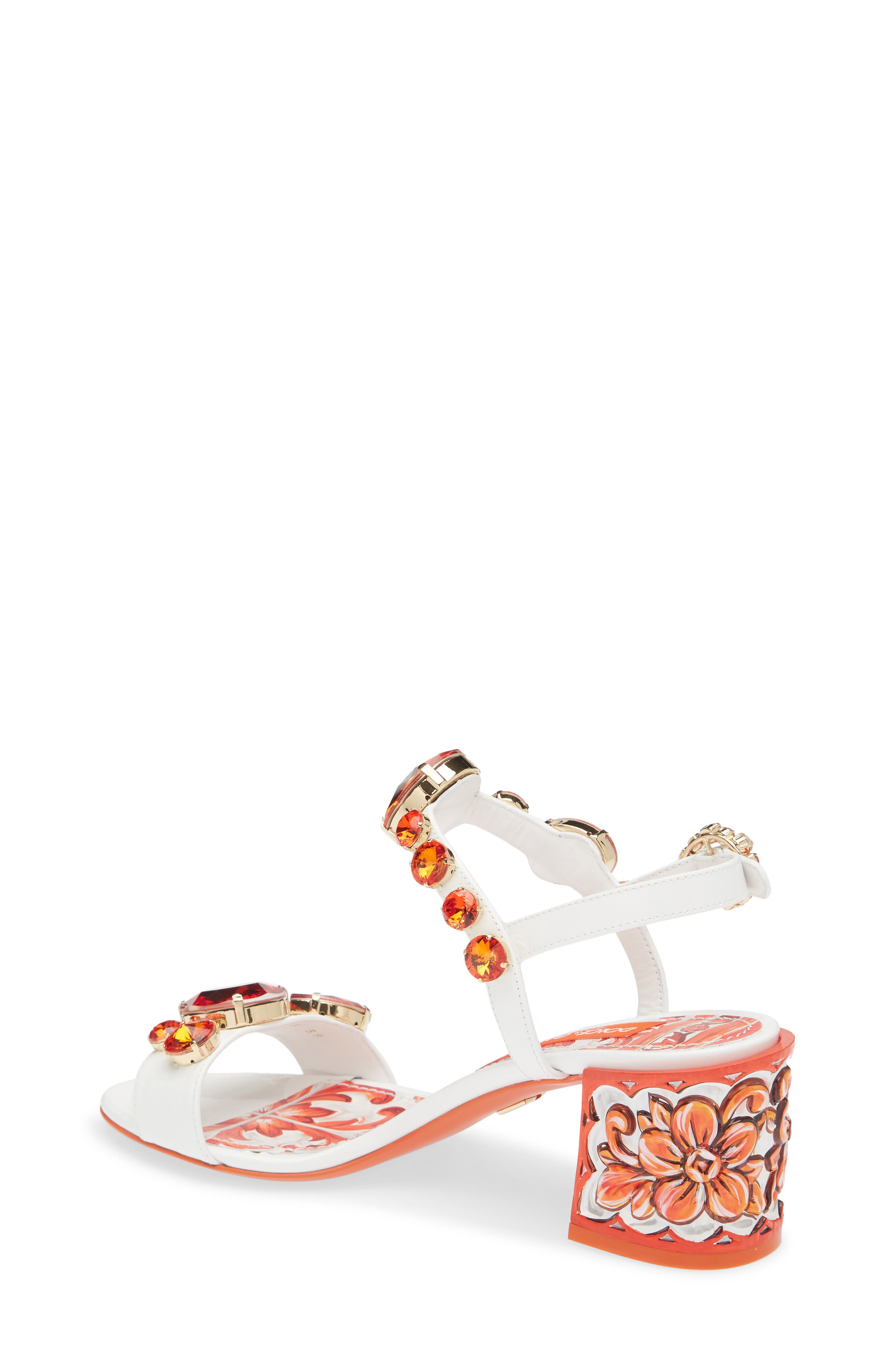 Dolce&Gabbana Keira Majolica Jeweled Sandal, Alternate, color, Ih3tn Maiolica 6 Orange