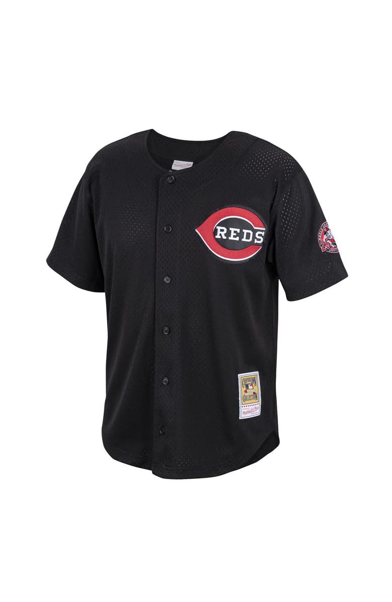 Mitchell & Ness Men's Mitchell & Ness Ken Griffey Jr. Black Cincinnati Reds Cooperstown Collection Mesh Batting Practice Button-Up Jersey, Alternate, color, 