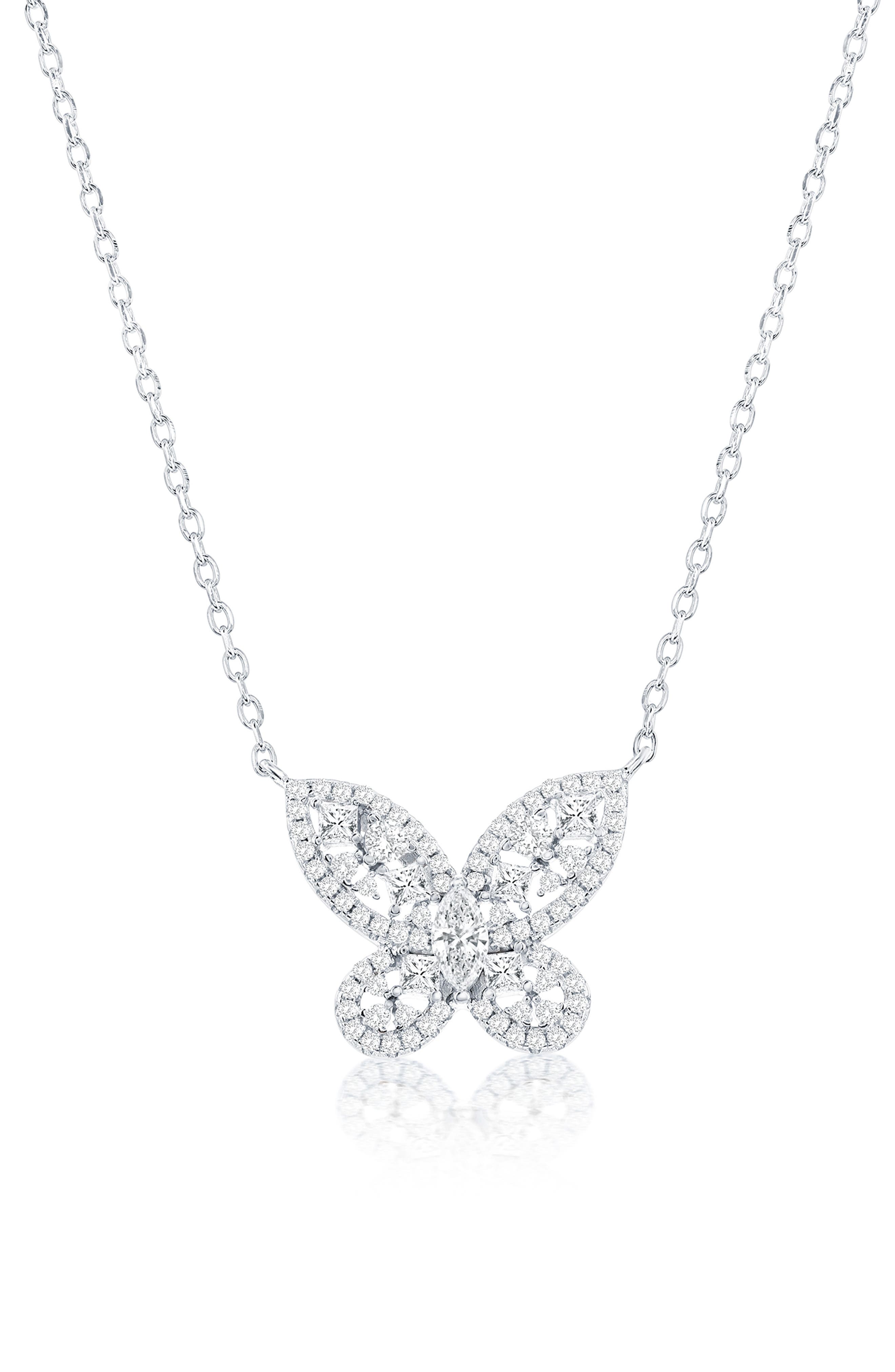 SUZY LEVIAN Pavé Cubic Zirconia Butterfly Pendant Necklace