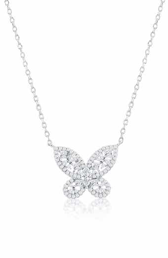 Pavé Cubic Zirconia Butterfly Pendant Necklace