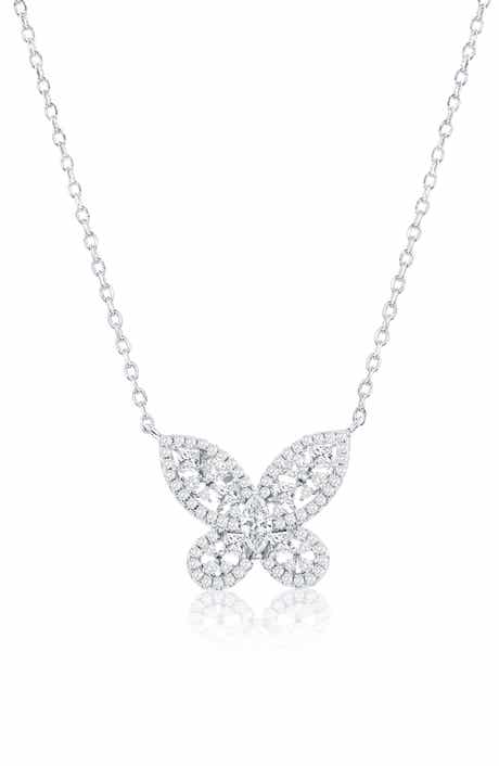 SUZY LEVIAN Pavé Cubic Zirconia Butterfly Pendant Necklace